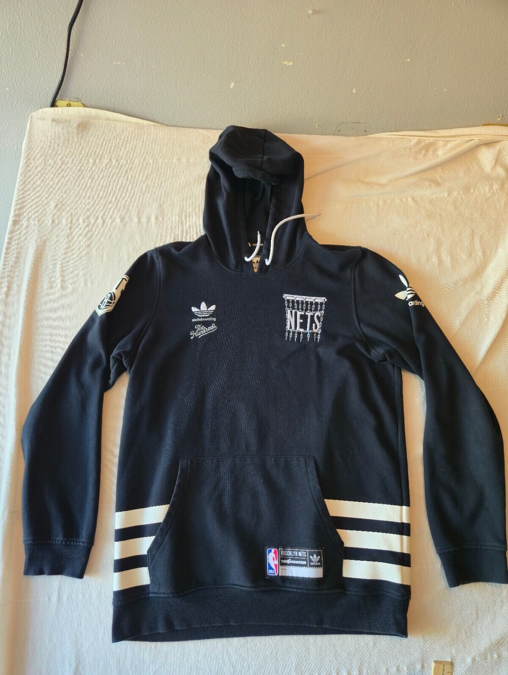 Adidas Skateboarding Brooklyn Nets x The Hundreds Hoodie Size Large Black 🔥